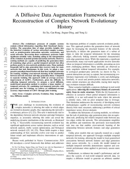 A Diffusive Data Augmentation Framework for Reconstruction of Complex Network Evolutionary History