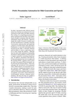 PASS: Presentation Automation for Slide Generation and Speech