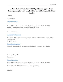 A New Flexible Train-Test Split Algorithm, an approach for choosing among the Hold-out, K-fold cross-validation, and Hold-out iteration