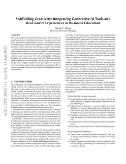 Scaffolding Creativity: Integrating Generative AI Tools and Real-world Experiences in Business Education