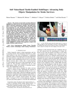 Soft Vision-Based Tactile-Enabled SixthFinger: Advancing Daily Objects Manipulation for Stroke Survivors