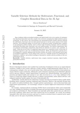 Variable Selection Methods for Multivariate, Functional, and Complex Biomedical Data in the AI Age