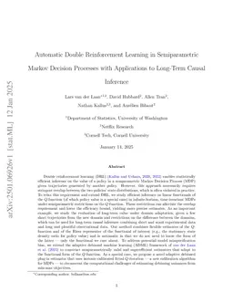 Semiparametric Double Reinforcement Learning with Applications to Long-Term Causal Inference