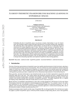 A group-theoretic framework for machine learning in hyperbolic spaces