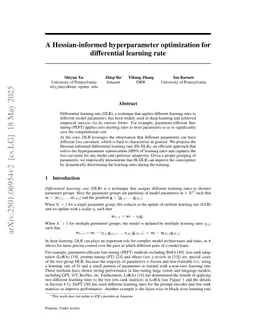 A Hessian-informed hyperparameter optimization for differential learning rate