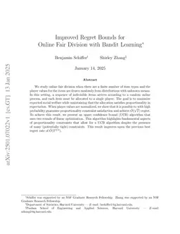 Improved Regret Bounds for Online Fair Division with Bandit Learning