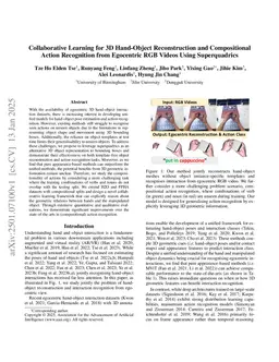 Collaborative Learning for 3D Hand-Object Reconstruction and Compositional Action Recognition from Egocentric RGB Videos Using Superquadrics
