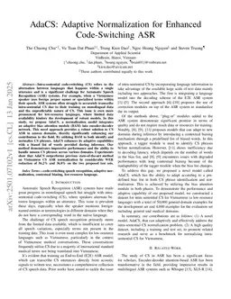 AdaCS: Adaptive Normalization for Enhanced Code-Switching ASR