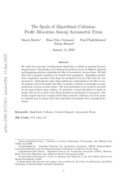 The Spoils of Algorithmic Collusion: Profit Allocation Among Asymmetric Firms