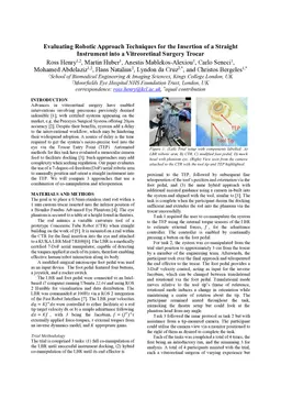 Evaluating Robotic Approach Techniques for the Insertion of a Straight Instrument into a Vitreoretinal Surgery Trocar