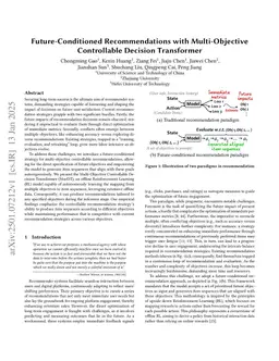 Future-Conditioned Recommendations with Multi-Objective Controllable Decision Transformer
