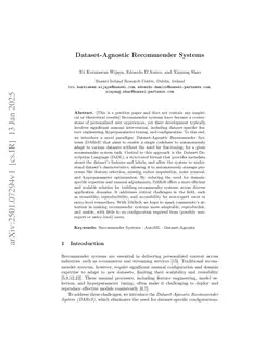 Dataset-Agnostic Recommender Systems