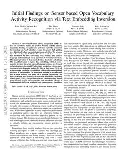 Initial Findings on Sensor based Open Vocabulary Activity Recognition via Text Embedding Inversion