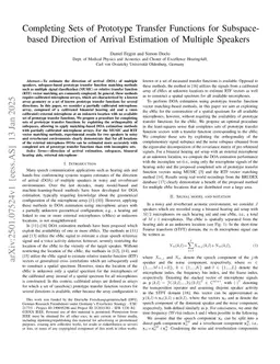 Completing Sets of Prototype Transfer Functions for Subspace-based Direction of Arrival Estimation of Multiple Speakers