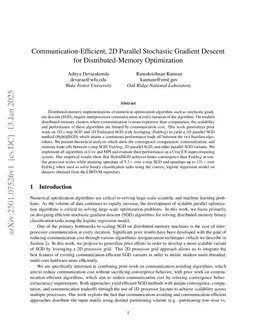 Communication-Efficient, 2D Parallel Stochastic Gradient Descent for Distributed-Memory Optimization