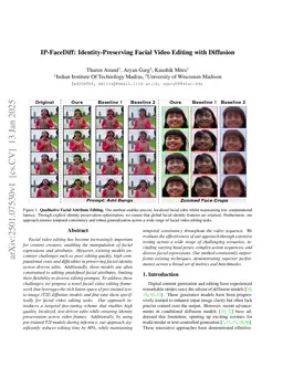 IP-FaceDiff: Identity-Preserving Facial Video Editing with Diffusion