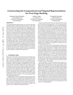 Constructing Set-Compositional and Negated Representations for First-Stage Ranking