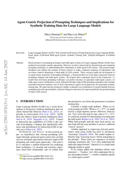 Agent-Centric Projection of Prompting Techniques and Implications for Synthetic Training Data for Large Language Models