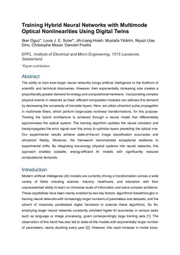 Training Hybrid Neural Networks with Multimode Optical Nonlinearities Using Digital Twins