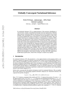 Globally Convergent Variational Inference