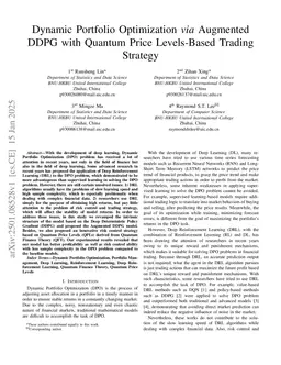 Dynamic Portfolio Optimization via Augmented DDPG with Quantum Price Levels-Based Trading Strategy
