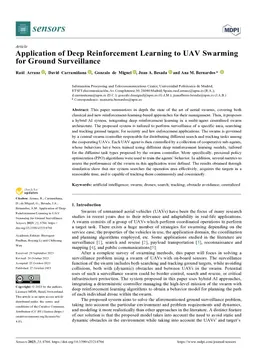 Application of Deep Reinforcement Learning to UAV Swarming for Ground Surveillance