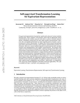 Self-supervised Transformation Learning for Equivariant Representations