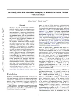 Increasing Batch Size Improves Convergence of Stochastic Gradient Descent with Momentum