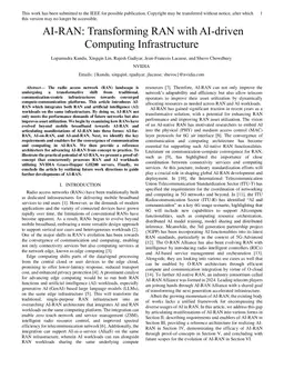 AI-RAN: Transforming RAN with AI-driven Computing Infrastructure