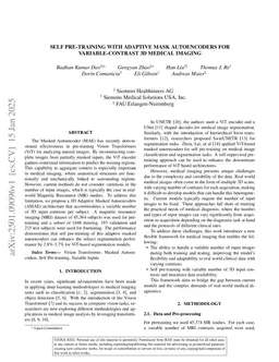 Self Pre-training with Adaptive Mask Autoencoders for Variable-Contrast 3D Medical Imaging