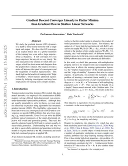 Gradient Descent Converges Linearly to Flatter Minima than Gradient Flow in Shallow Linear Networks