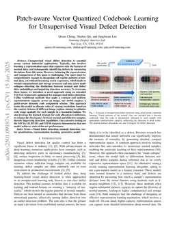 Patch-aware Vector Quantized Codebook Learning for Unsupervised Visual Defect Detection