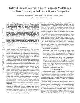 Delayed Fusion: Integrating Large Language Models into First-Pass Decoding in End-to-end Speech Recognition