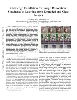 Knowledge Distillation for Image Restoration : Simultaneous Learning from Degraded and Clean Images