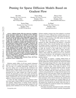 Pruning for Sparse Diffusion Models based on Gradient Flow