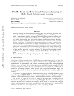 EVaDE : Event-Based Variational Thompson Sampling for Model-Based Reinforcement Learning