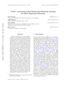 U-Fair: Uncertainty-based Multimodal Multitask Learning for Fairer Depression Detection