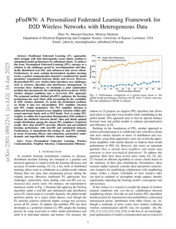pFedWN: A Personalized Federated Learning Framework for D2D Wireless Networks with Heterogeneous Data