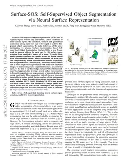 Surface-SOS: Self-Supervised Object Segmentation via Neural Surface Representation