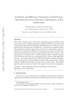 Evaluation and Efficiency Comparison of Evolutionary Algorithms for Service Placement Optimization in Fog Architectures
