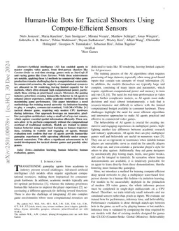 Human-like Bots for Tactical Shooters Using Compute-Efficient Sensors
