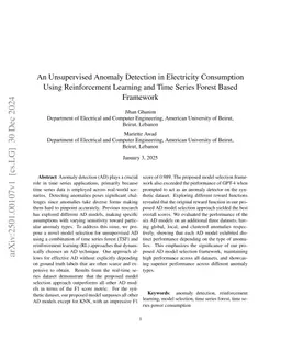 An Unsupervised Anomaly Detection in Electricity Consumption Using Reinforcement Learning and Time Series Forest Based Framework