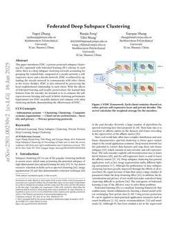 Federated Deep Subspace Clustering