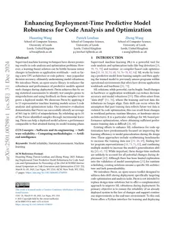 Enhancing Deployment-Time Predictive Model Robustness for Code Analysis and Optimization