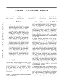 Score-Based Metropolis-Hastings Algorithms