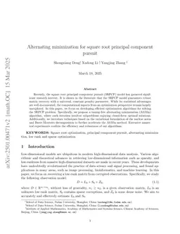 Alternating minimization for square root principal component pursuit