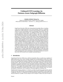 Unbiased GNN Learning via Fairness-Aware Subgraph Diffusion
