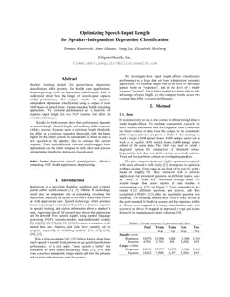 Optimizing Speech-Input Length for Speaker-Independent Depression Classification
