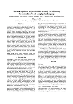 Toward Corpus Size Requirements for Training and Evaluating Depression Risk Models Using Spoken Language