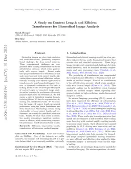 A Study on Context Length and Efficient Transformers for Biomedical Image Analysis